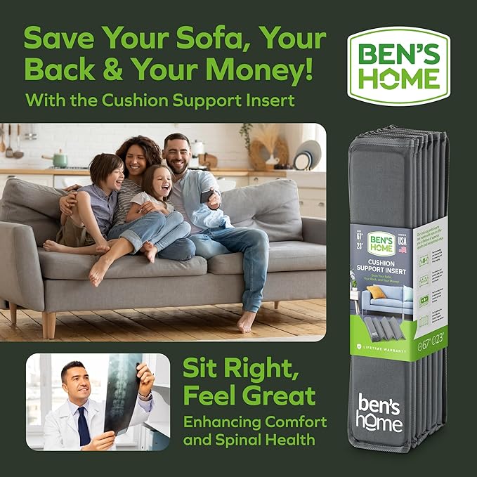 BEN'SHOME Heavy Duty Couch Cushion Support Board – Instantly Repair Sagging Sofa Seat | 23" x 58"-67" | .5" Furniture Grade Wood Under Cushions Insert, Anti-Slip Supports, Extend Sofas & Couches Life