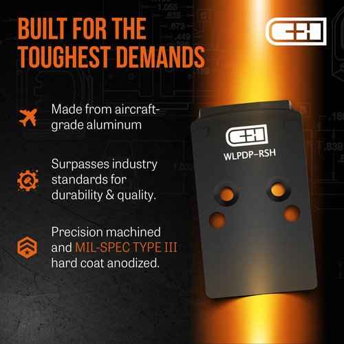 C+H Red Dot Mounting Plate Compatible with Walther PDP 1.0 | Compatible with Trijicon RMR/SRO | Holosun 407C/507C/507Comp/508T | Made in The USA