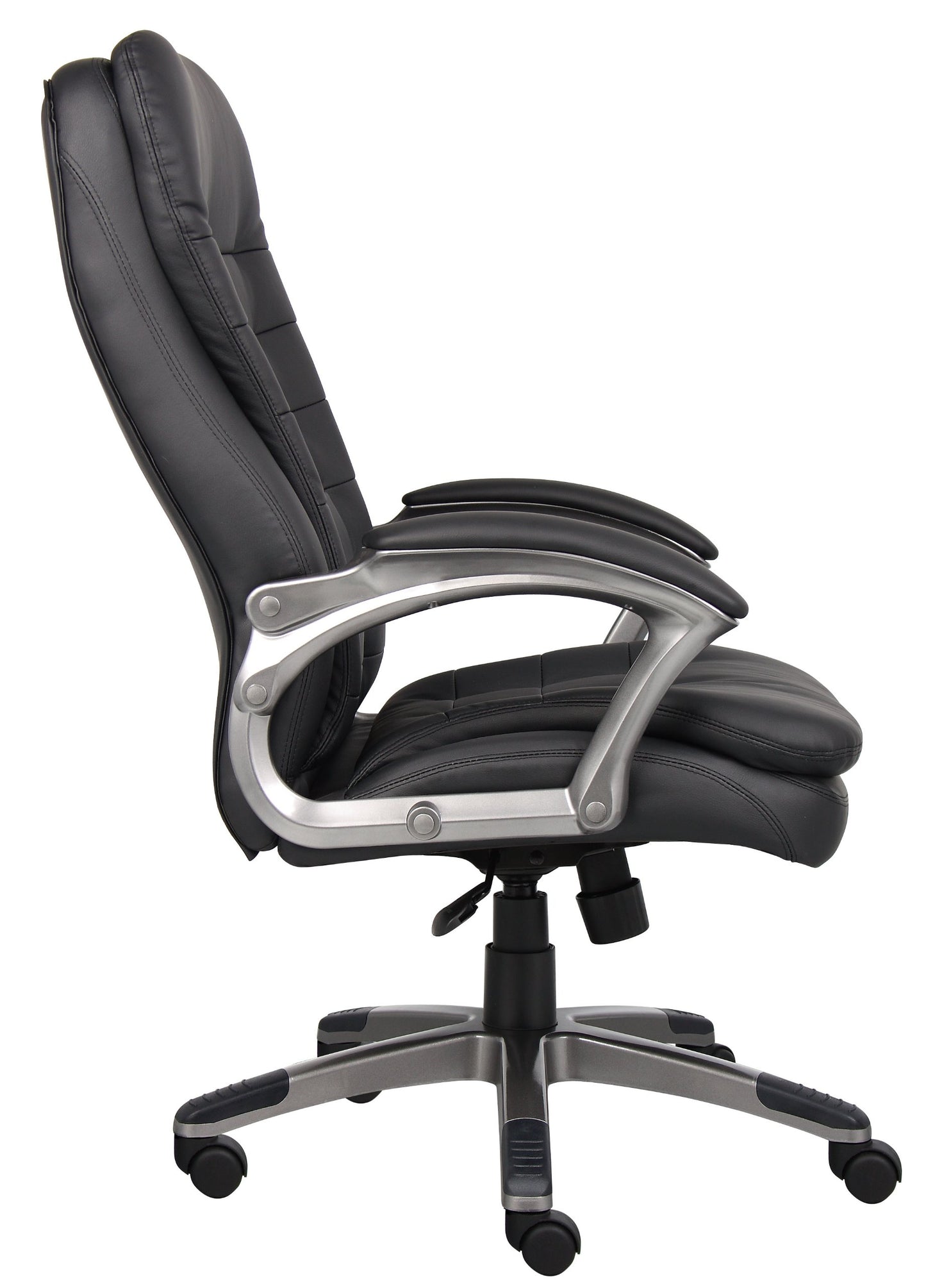 Boss Office Products B9331 High Back Executive Chair with Pewter Finsh, Black