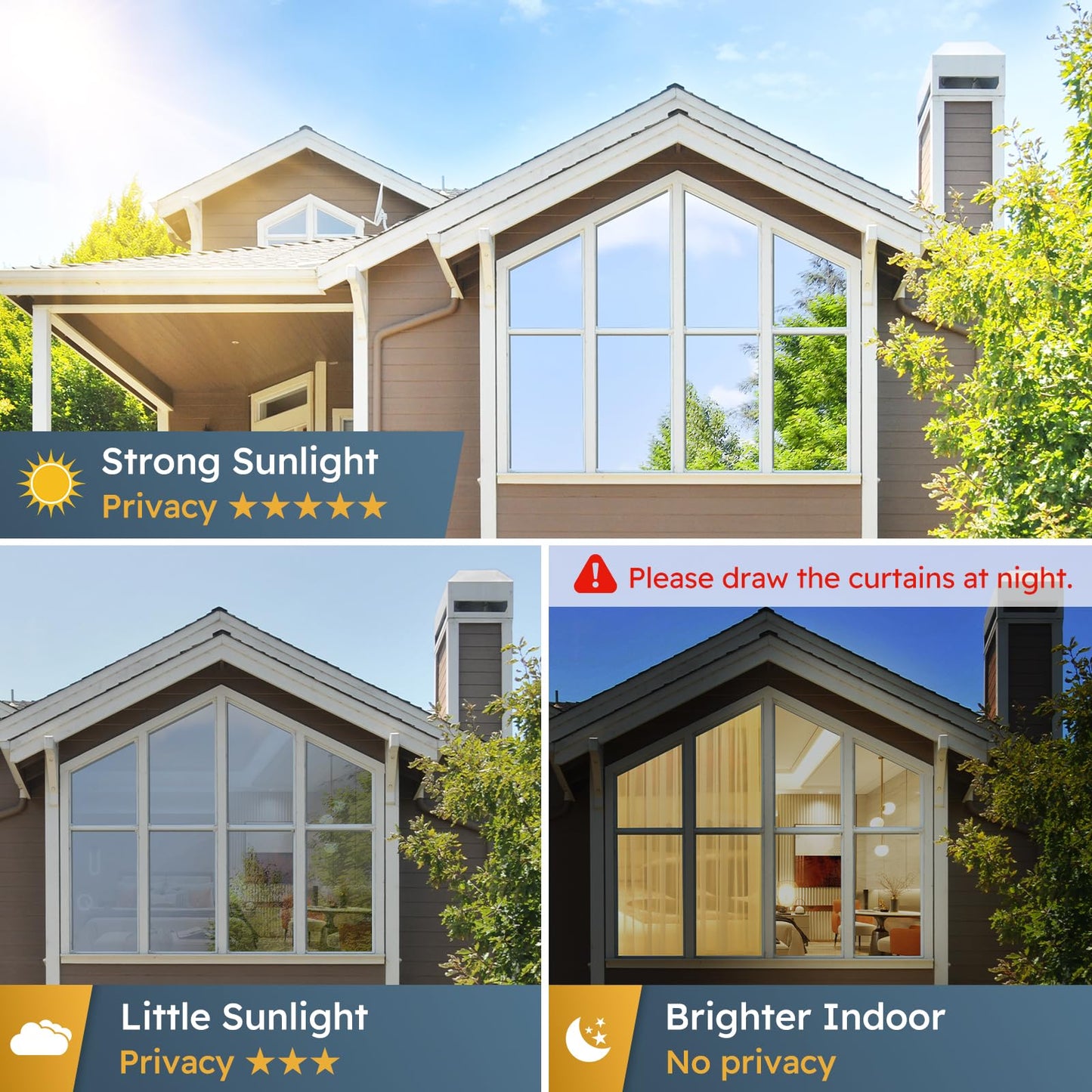 rabbitgoo One Way Window Privacy Film Window Tint for Home, Reflective Mirror Sun Blocking Heat Control UV Protection See Out Not in Office Door Covering, Black Silver, 17.5 in X 6.5 Feet