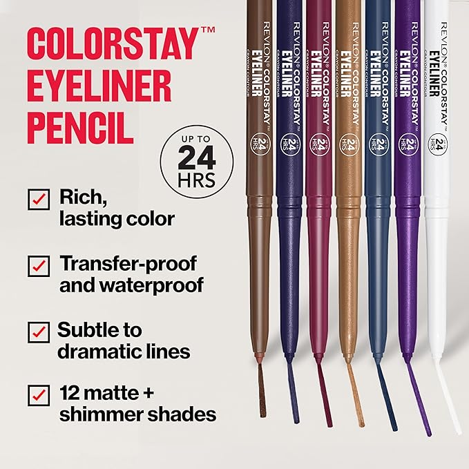 REVLON ColorStay Pencil Waterproof Eyeliner, Smudge-Proof, Eye Makeup with Built-In Sharpener, Packaging May Vary, 205 Sapphire, 0.01 oz