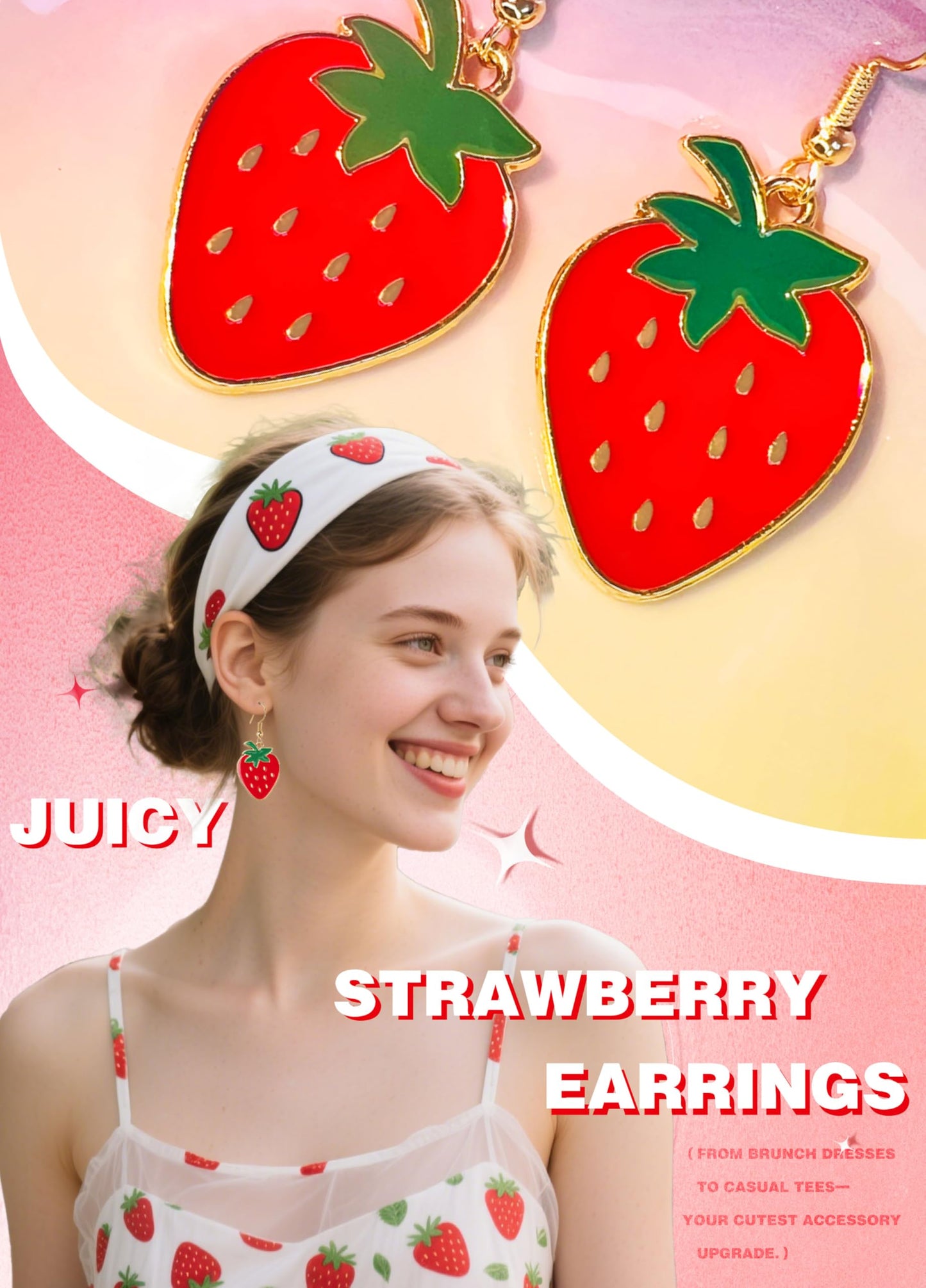 Strawberry Costume Women Accessories Strawberry Earrings for Women Cute Hat Socks Gift BFF