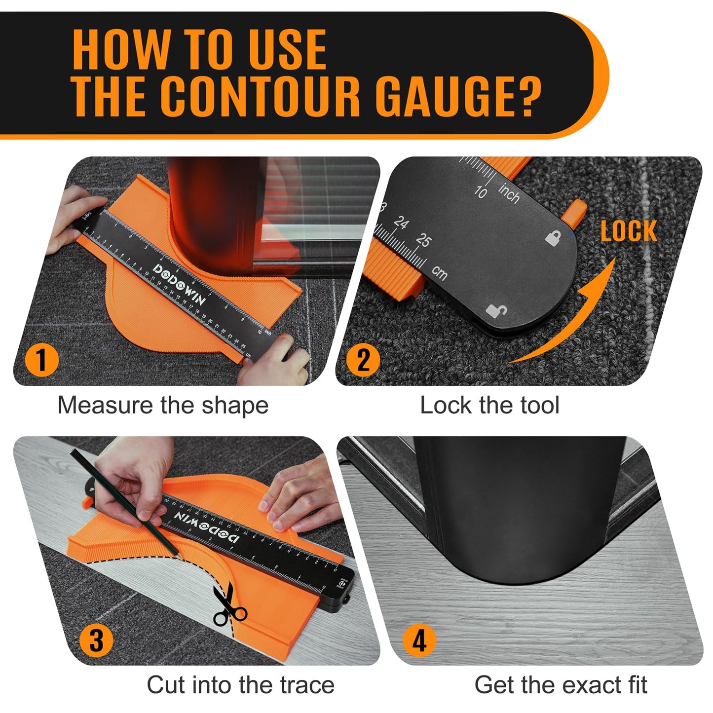 dodowin Contour Gauge Tool,Fathers Day Gifts for Men Birthday Dad Husband Him, Super Gauge Shape Outline Tool for Woodworking, Flooring Measure Tools，Anniversary/Boyfriend Gift