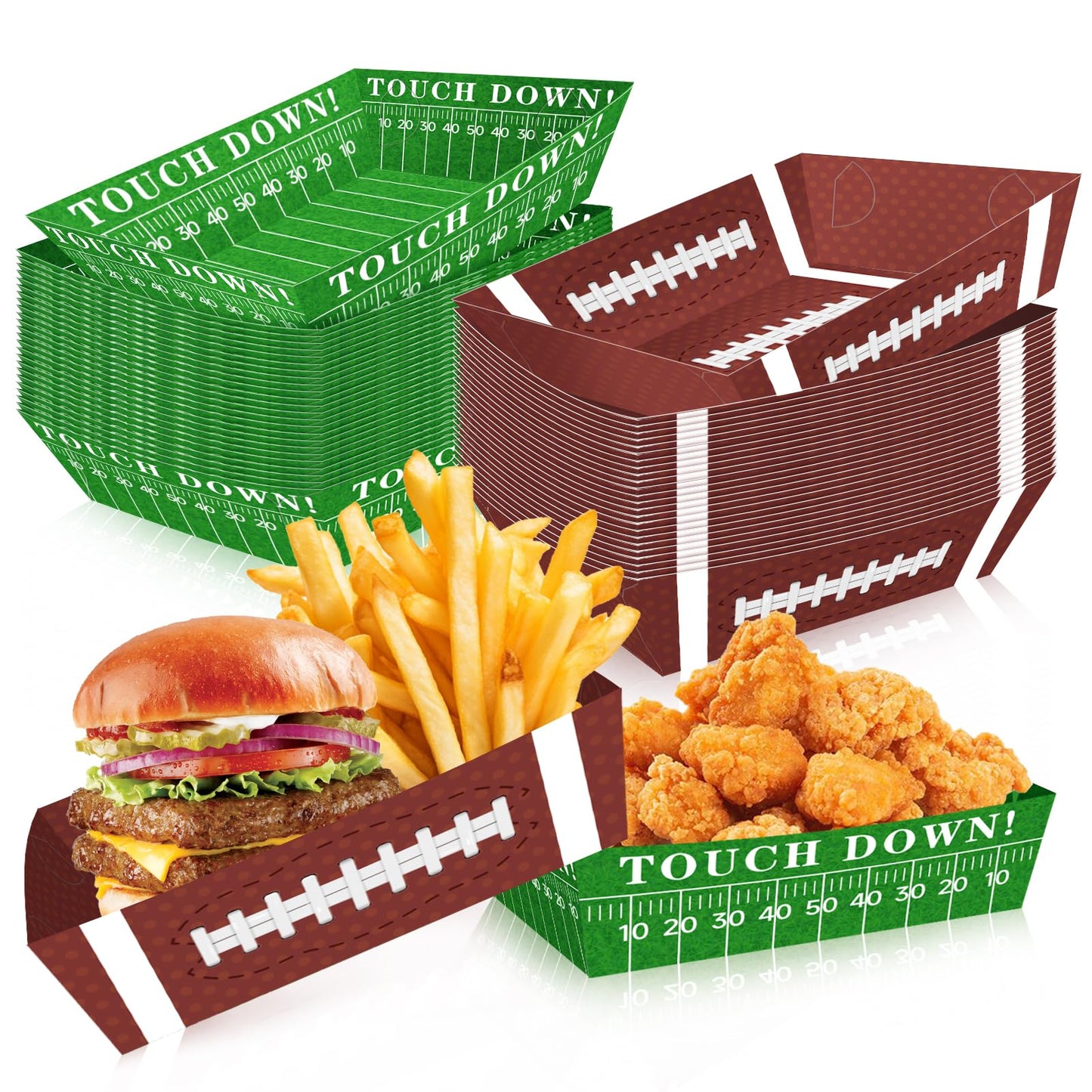 50Pcs Football Party Supplies, 5lb Football Food Plates, Football Paper Trays Disposable Bowls Nacho Trays, Football Theme Party Favors for Gameday, Carnivals, Birthday, Sport, Party Decor