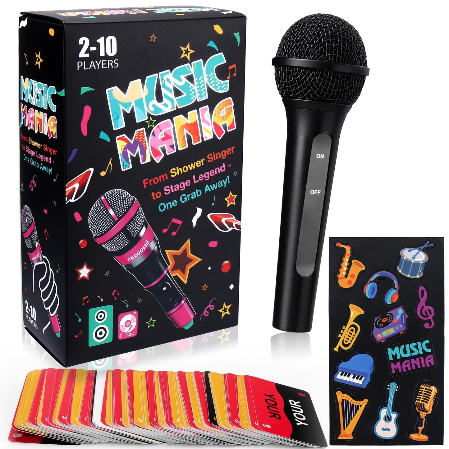 BUSOHA Music Grab Game for Party - 2 in 1 Music Board Toy Design for Bad Singers 125 Cards with 250 Song Lyric and 5 Blank Card for 2-10 Players Gift for Party Music Lovers, Adults and Teens