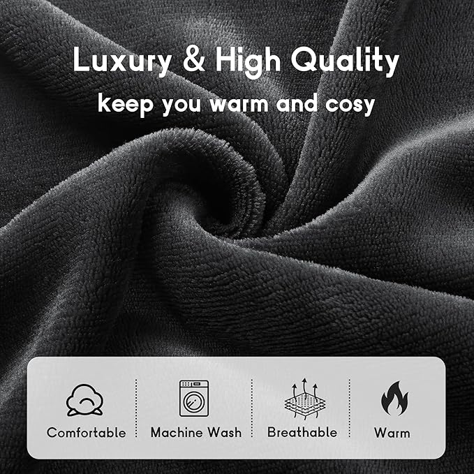 Heated Blanket Electric Blanket Queen Size 84''x90'' with 10 Heating Levels, 1-12 Hour Auto Shut Off, Machine Washable, Dual Controller Soft Warming Blanket for Couch, Bed, Office - Dark Grey