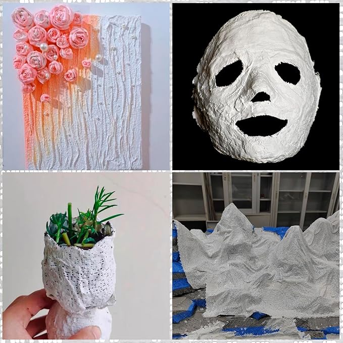 ZIIYAN 3 Pack Plaster Cloth Rolls for Hobby Crafts, Each Roll 6” x 180” Plaster Gauze Bandages for Paper Mache Paste Sculptures, Belly Casting, Mask Making, Body Molds and Arts Projects