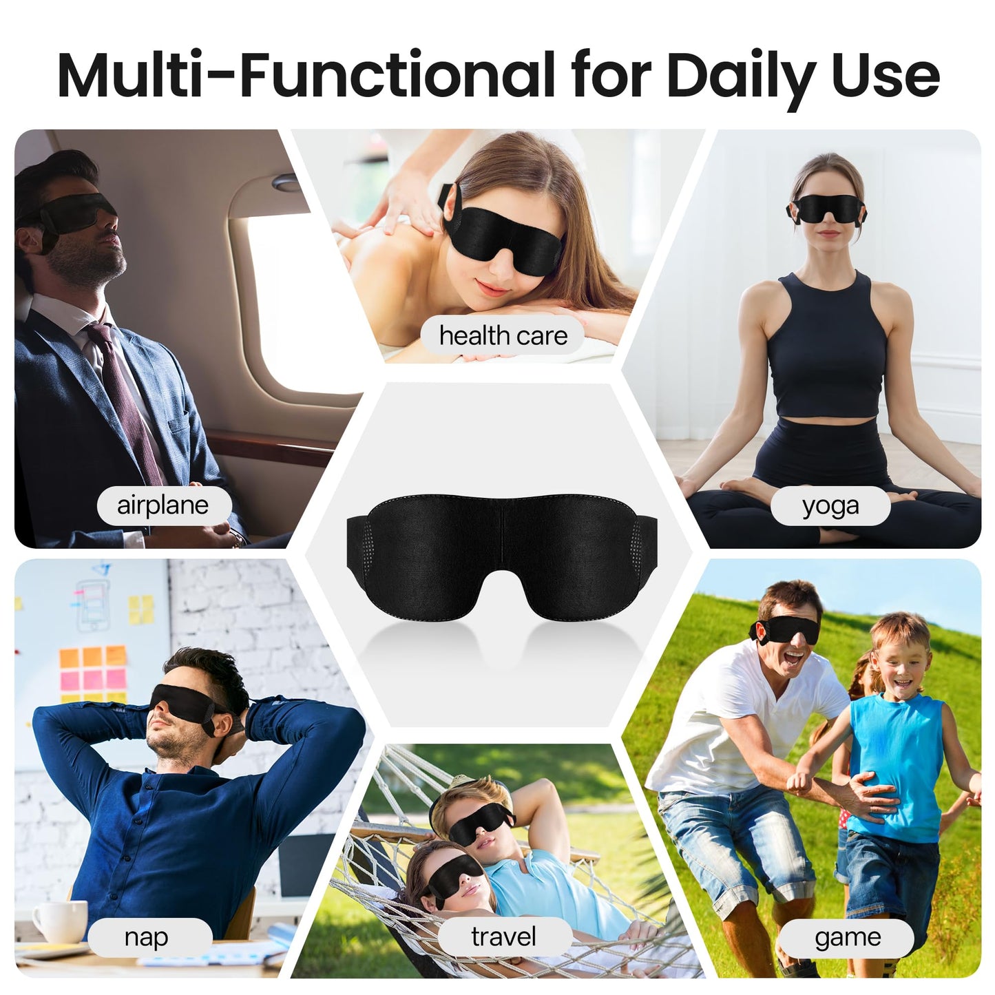 CROUVM 100 Pack Disposable Sleep Masks Bulk, Blackout Blindfolds for Men Women, Soft Eye Shade Cover for Sleeping Travel Yoga, Light Blocking Night Eye Mask for Party Games Team Building