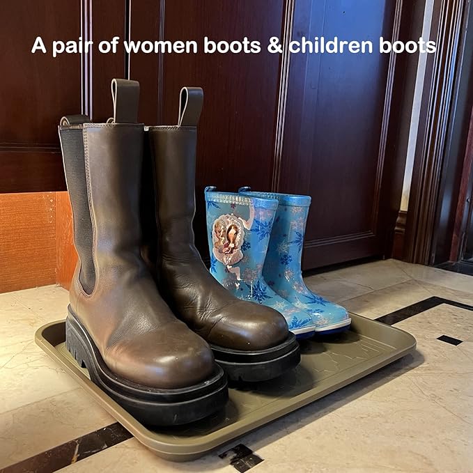 Boot Tray for Entryway Indoor, Heavy Duty Shoe Mat Tray 2 Packs, 16.7"x12.8" Waterproof Mat with Raised Edge, Outdoor Multi-Purpose for Boots, Shoes, Garden