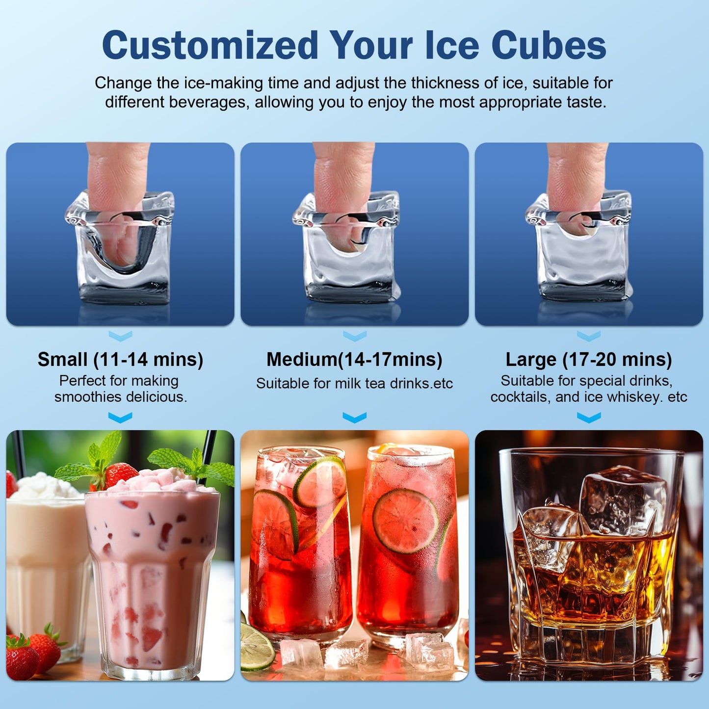 RAPSUAR Under Counter Ice Maker, 95Lbs/Day with 35lbs Storage Bin, 40Pcs Cubes in 10Mins, Reversible Door, Built in Ice Machine for Home Office Commercial