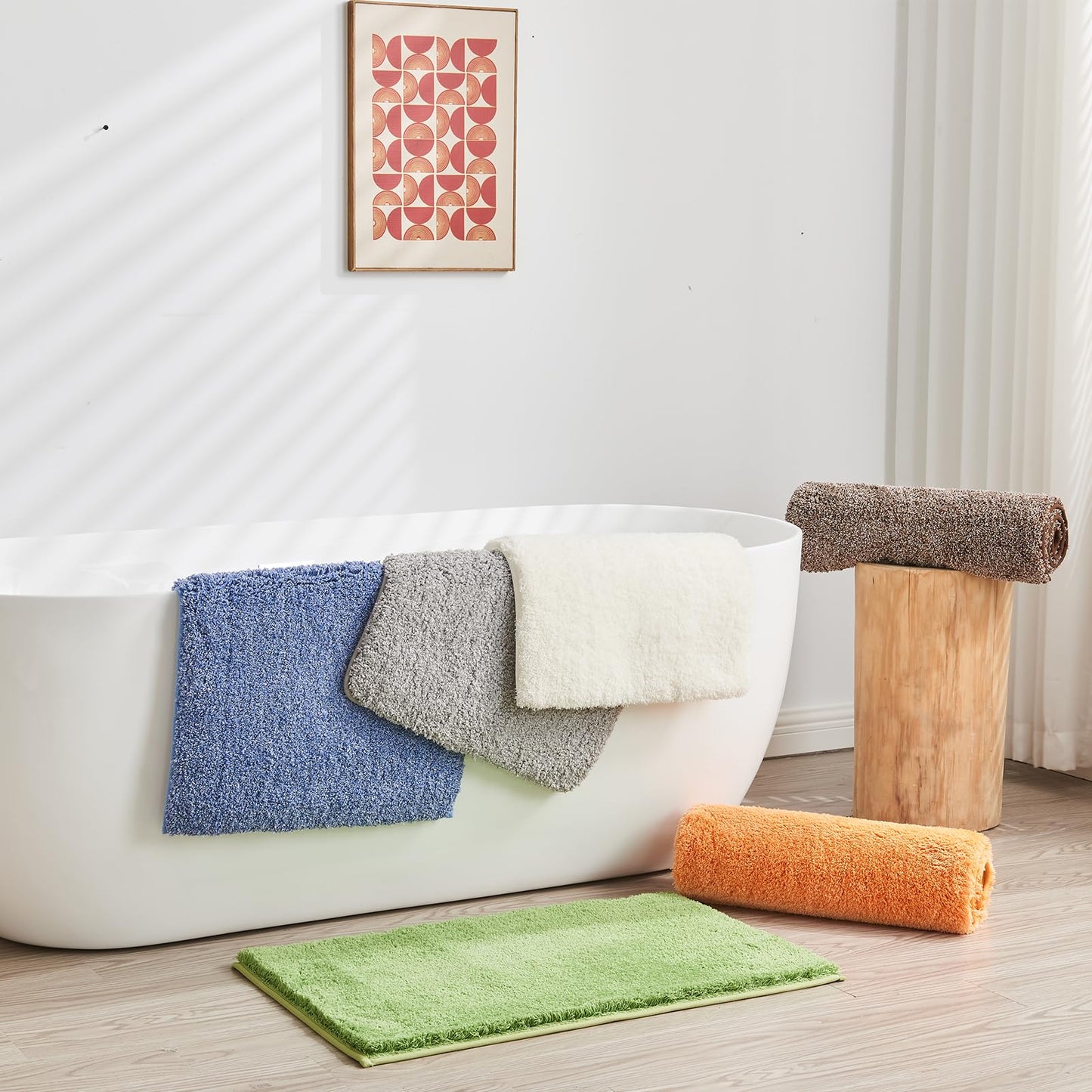 Douceur Orange Bathroom Rugs Non Slip, Super Soft Microfiber Bath Mats Washable, Fluffy Absorbent Bath Rugs for Bathroom, Quick Dry Shower Mat, 32" x 20"