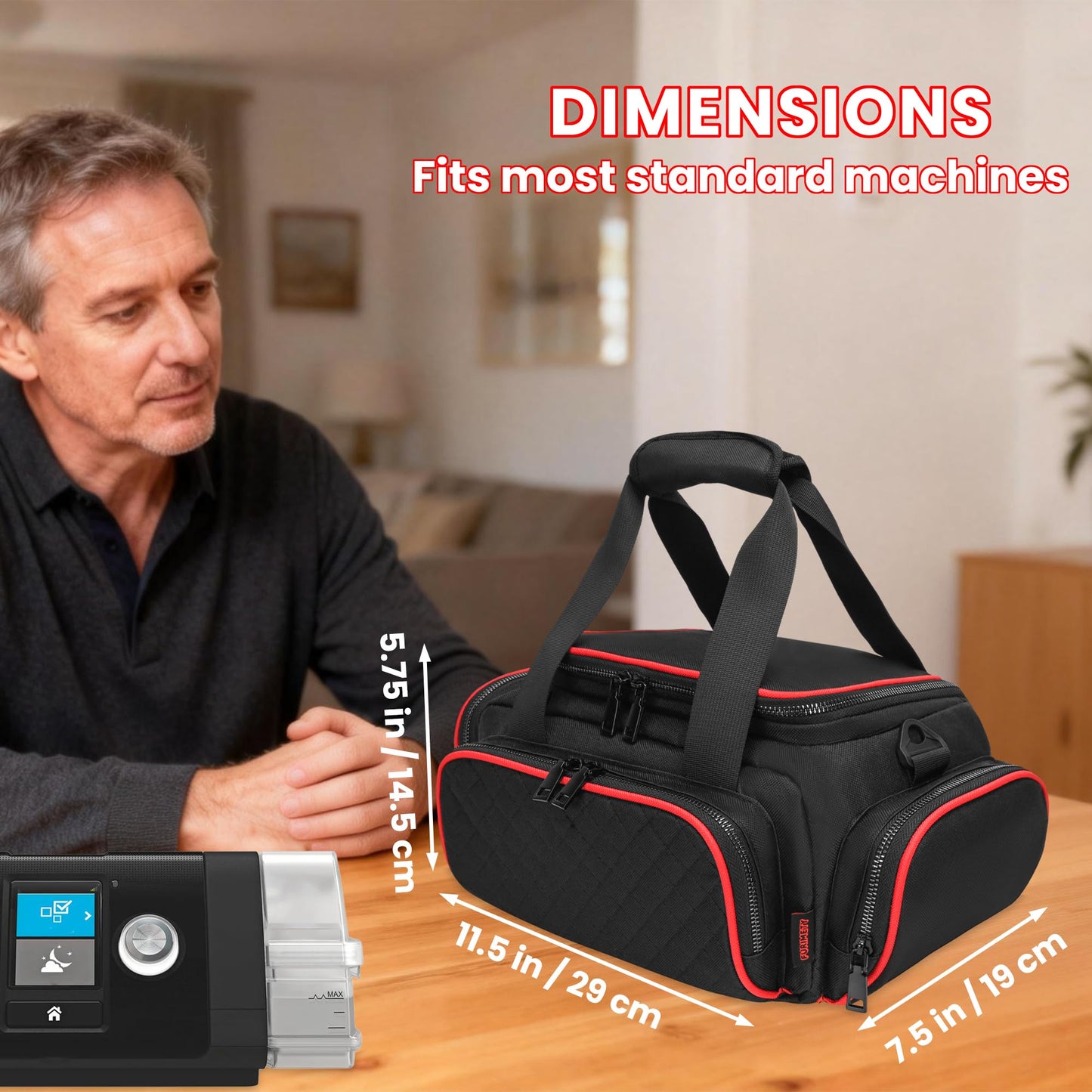 FURIMETY CPAP Travel Bag Compatible with ResMed AirSense 10, Portable CPAP Supplies Bag for AirSense 11, AirSense 10 Elite, AirStart 10, Philips Dreamstation, 3B Medical Luna G3, XT Fit, Black