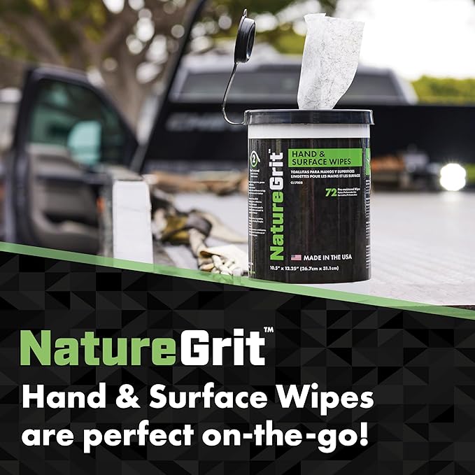 NatureGrit Hand & Surface Wipes: Mechanic Cleaning & Degreaser Sheets, Grime Removal, Hand Cleaner Towels for Mechanics, Workshop Use (Box of 6 canisters, 72ct/canister)