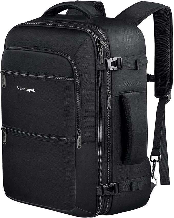 Vancropak Carry On Backpack, 40L Expandable Extra Large Travel Backpack, Flight Approved Water Resistant Luggage Suitcase ...