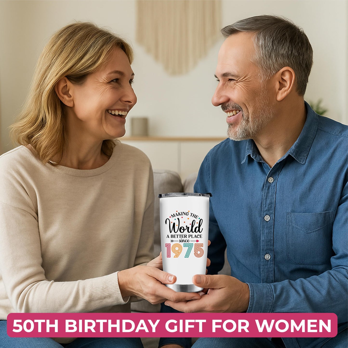 50th Birthday Gifts For Women, 1975 and Fabulous Gift For Her, Funny Present For 50 Year Old Lady, Turning 50 Fifty Idea Gift For Mom, Wife, Aunt, Sister - Better World Tumbler Cup 20oz with Keychain