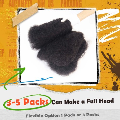 Maytsing Afro Kinkys Bulk Human Hair 14 inches 150g Afro Kinky-curly Human Bulk for Dreadlock Extensions, Twist, Braiding, Making Locs, Repairing Locs, mini Twist - Natural Black