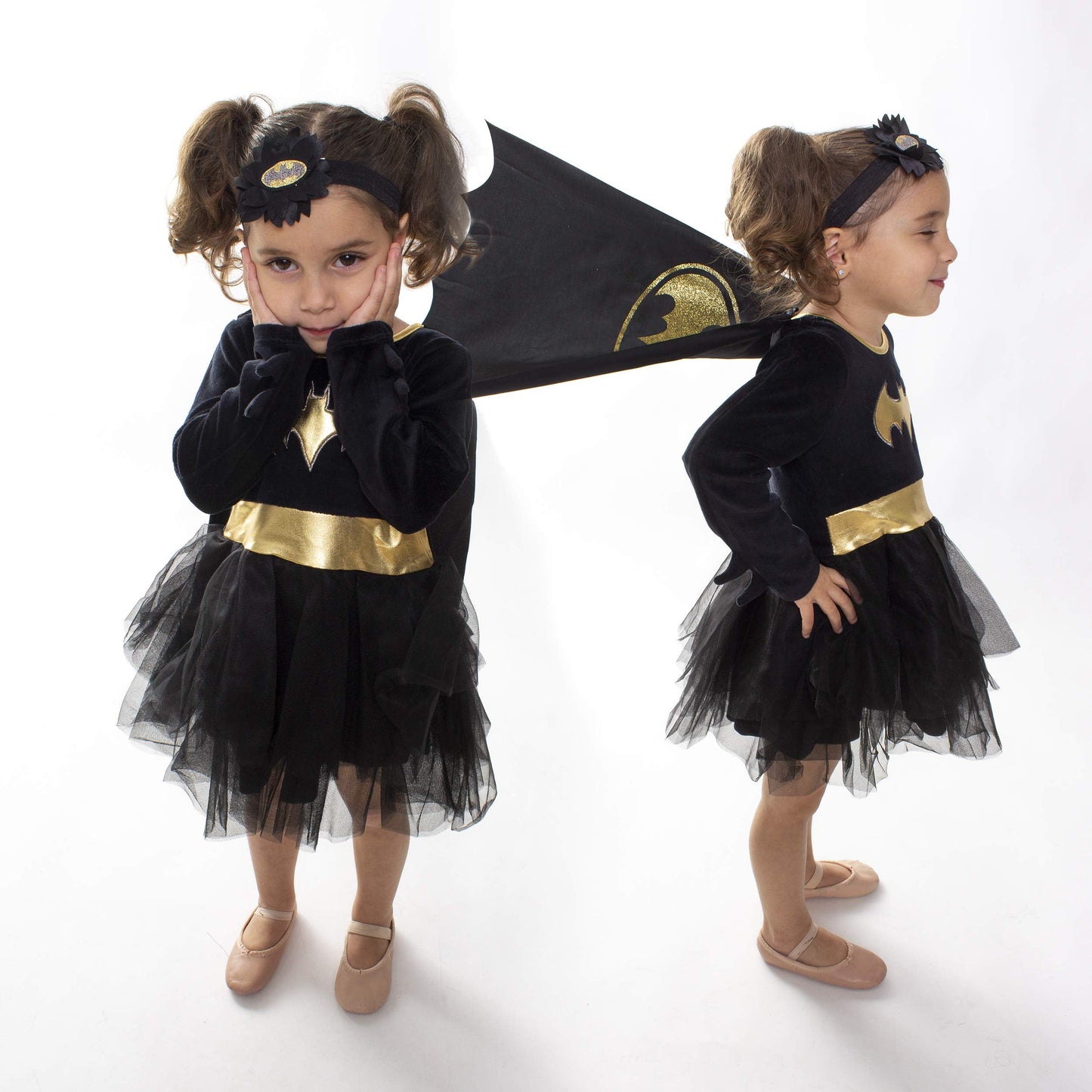 DC Comics Toddler Girls Batgirl Costume Tutu Dress - Toddler Superhero Costume with Removable Cape and Matching Headband (Black/Yellow, 2T)