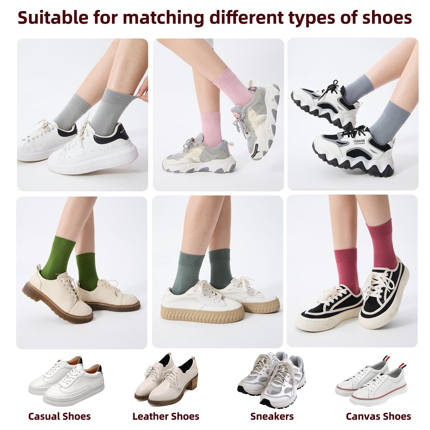 Corlap Women's Thin Above Ankle Socks - 6Pairs Cotton Casual Bootie Dress Crew Socks-Gift Box