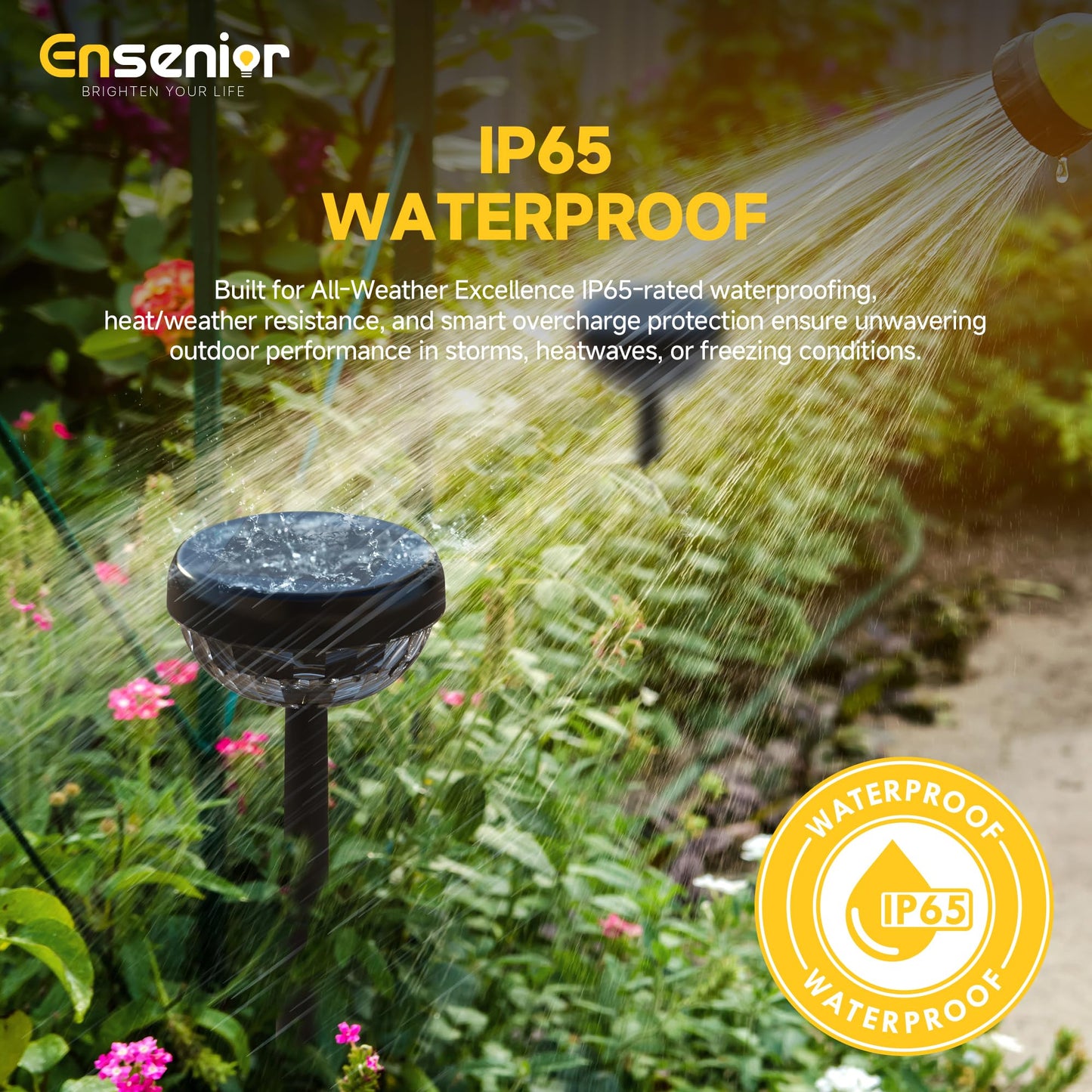 Ensenior 10-Pack Solar Lights Outdoor, Auto ON/Off 3000K LED Solar Garden Lights for Pathway, Yard, Patio, Walkway, Flower Bed, Halloween Christmas Landscape Lighting, IP65 Waterproof, Flag Lights