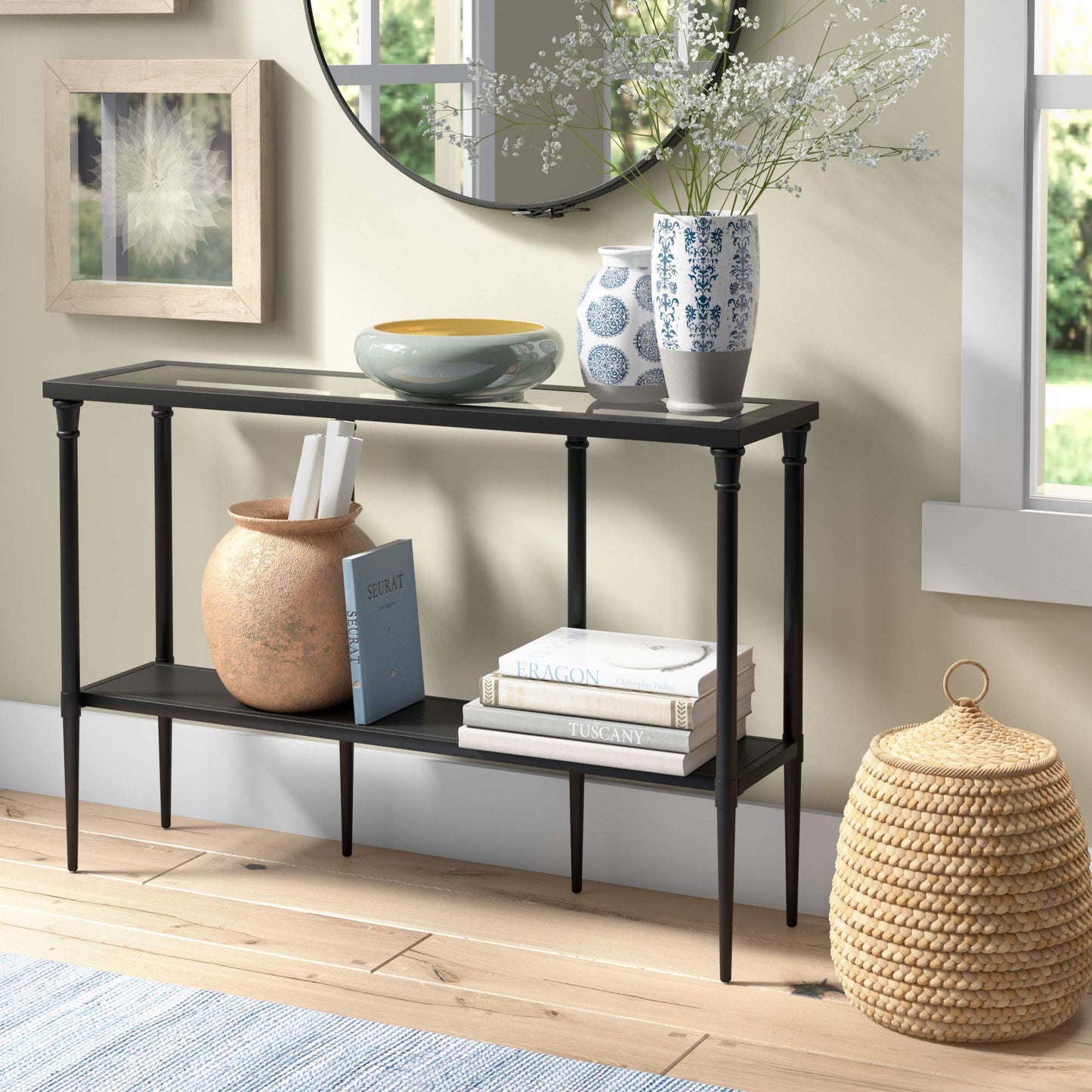 Dafna 45'' Wide Rectangular Console Table in Blackened Bronze