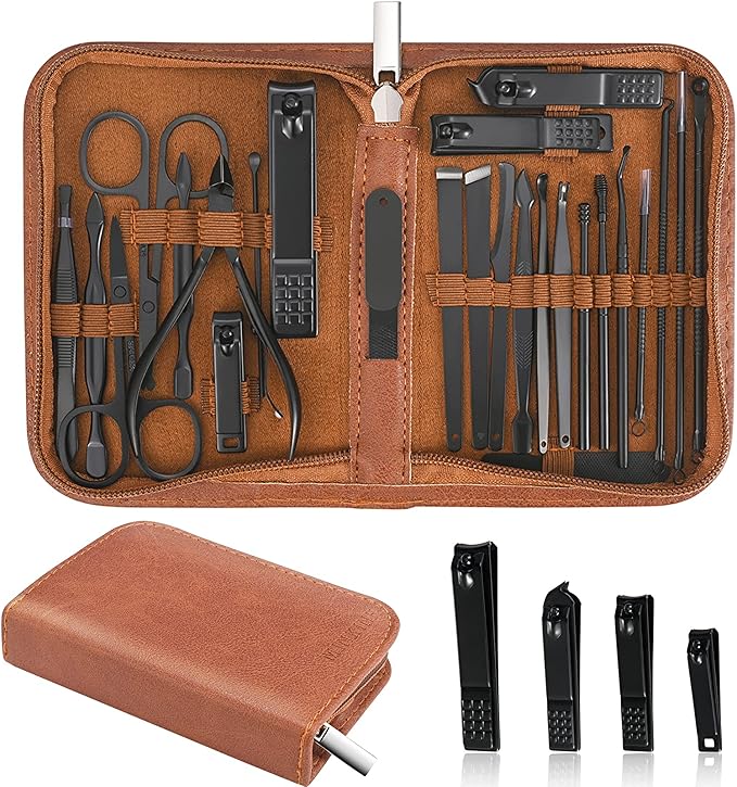 MINKINH Manicure Set Professional Nail Clipper Kit-26 Pieces Stainless Steel Manicure Kit,Nail Care Tools with Luxurious T...