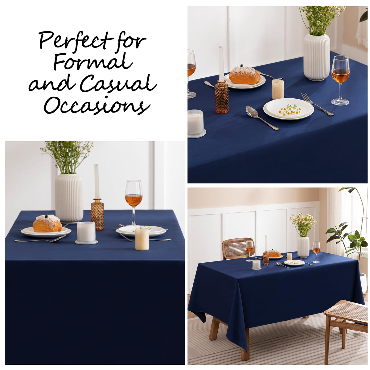 joybest 10 Pack Navy Blue Tablecloths 60x102 Inch Polyester Table Cloth, Stain and Wrinkle Resistant Washable Fabric Table Cover for Wedding, Party, Reception, Banquet, Dining