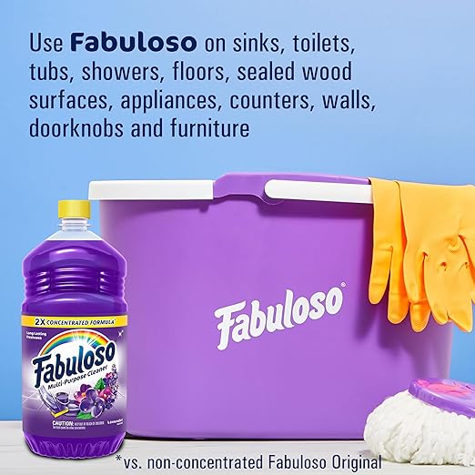Fabuloso Multi-Purpose Cleaner & Floor Cleaner, 2X Concentrated, Lavender Scent, 56 fluid ounces (6 Pack)