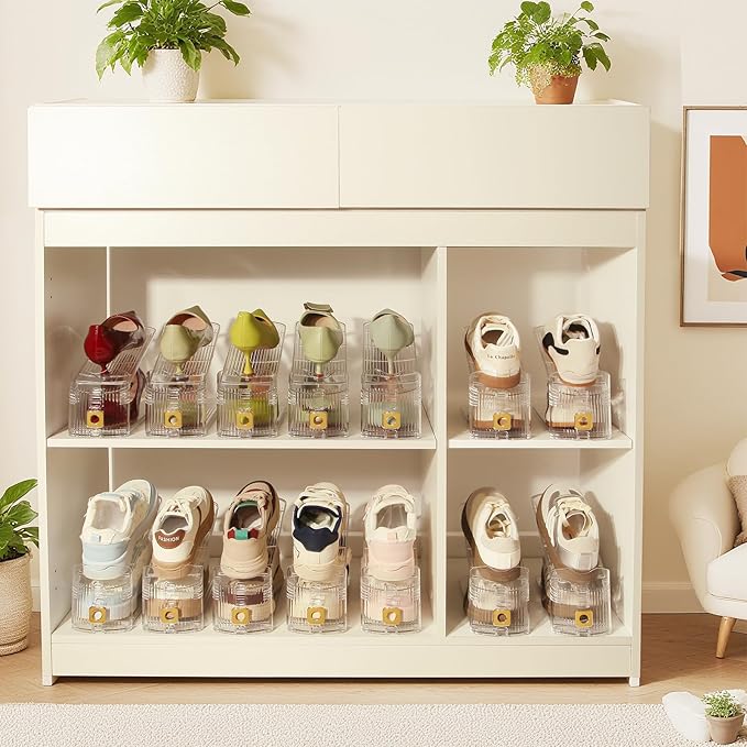 8 Pack Shoe Slots Organizer, Shoe Stackers Organizer for Closet Adjustable Shoe Holder Space Saver 50% Shoes Racks for Closet Organization