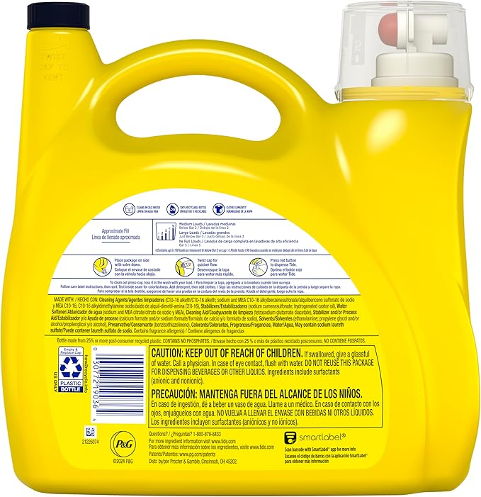 Tide Simply All-In-One Liquid Laundry Detergent, Berry Blossom Scent, 138 Loads, 182 fl oz (Pack of 4)