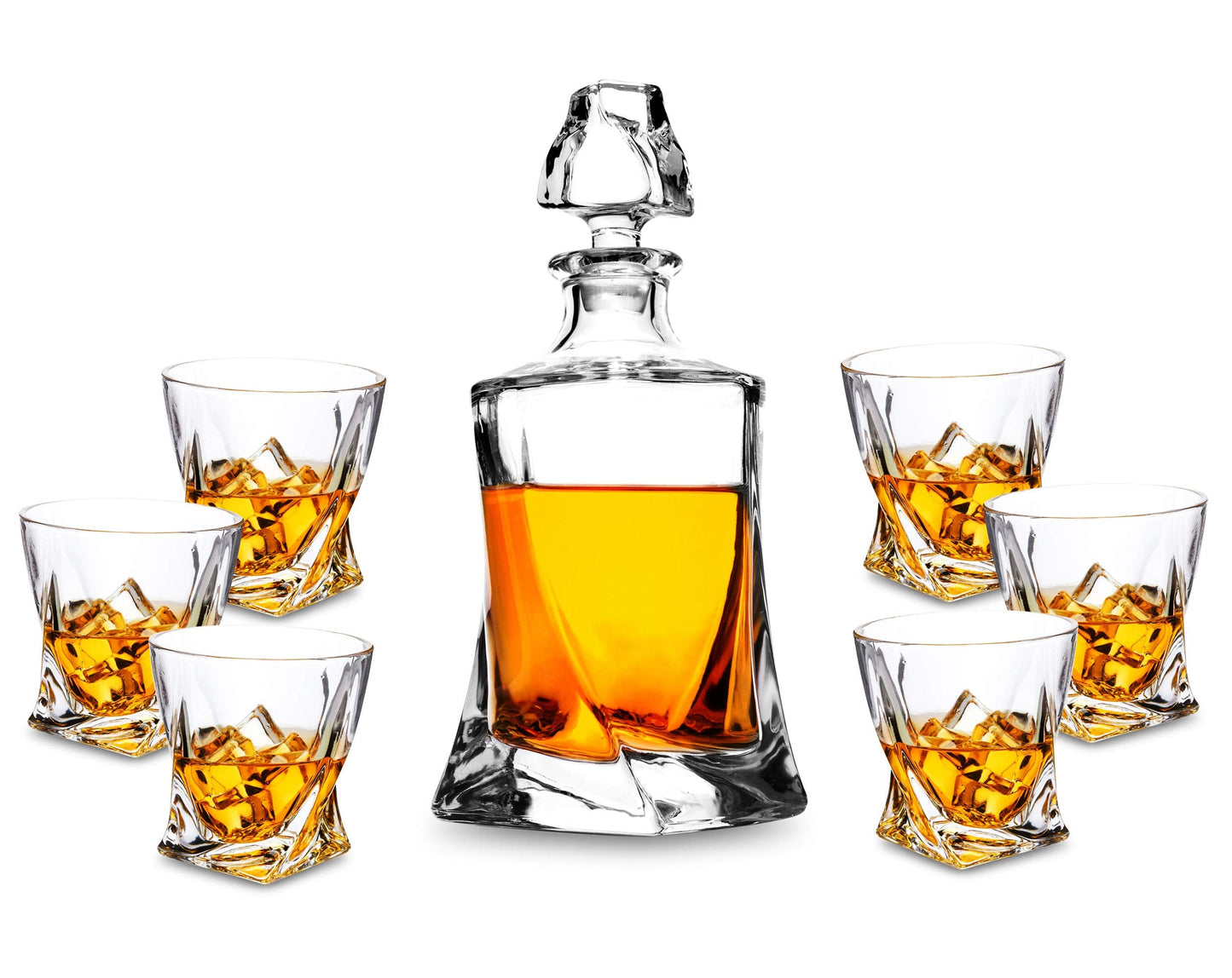 KANARS Whiskey Decanter Set, Premium Crystal Liquor Decanter with 6 Old Fashioned Glasses for Cocktail Scotch Bourbon Irish Whisky Alcohol, Unique Men Gifts for Christmas Housewarming Birthday