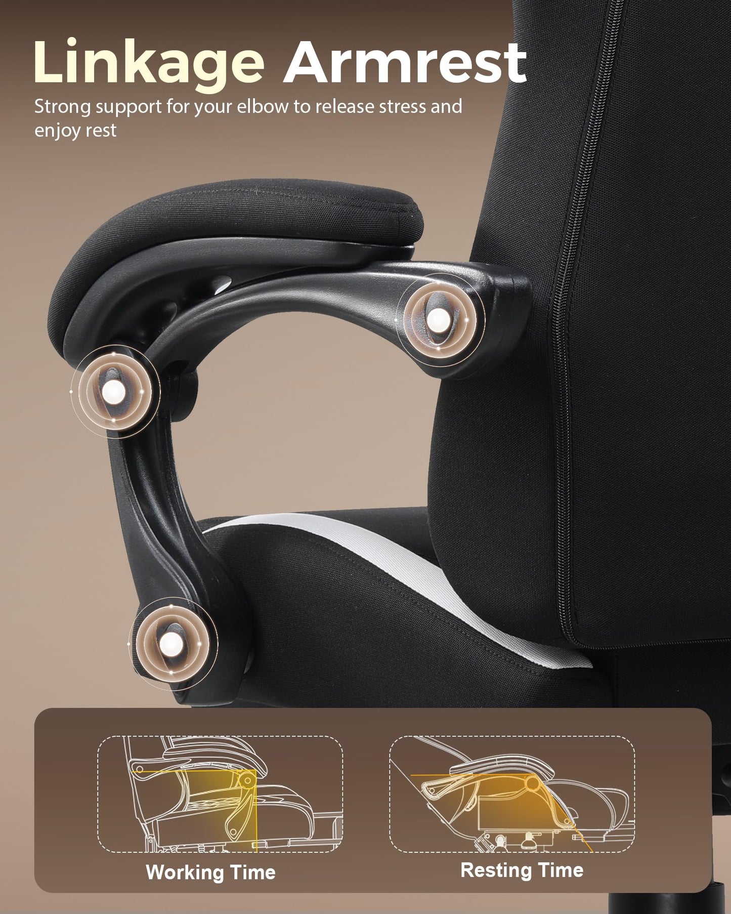 LUCKRACER Big and Tall Gaming Chair, 350Lbs Heavy Duty Office Chairs High Back Computer Chairs with Foot Rest Wide Cushion Lumbar Support Desk Chair Comfy for Adults Breathable Fabric, Black
