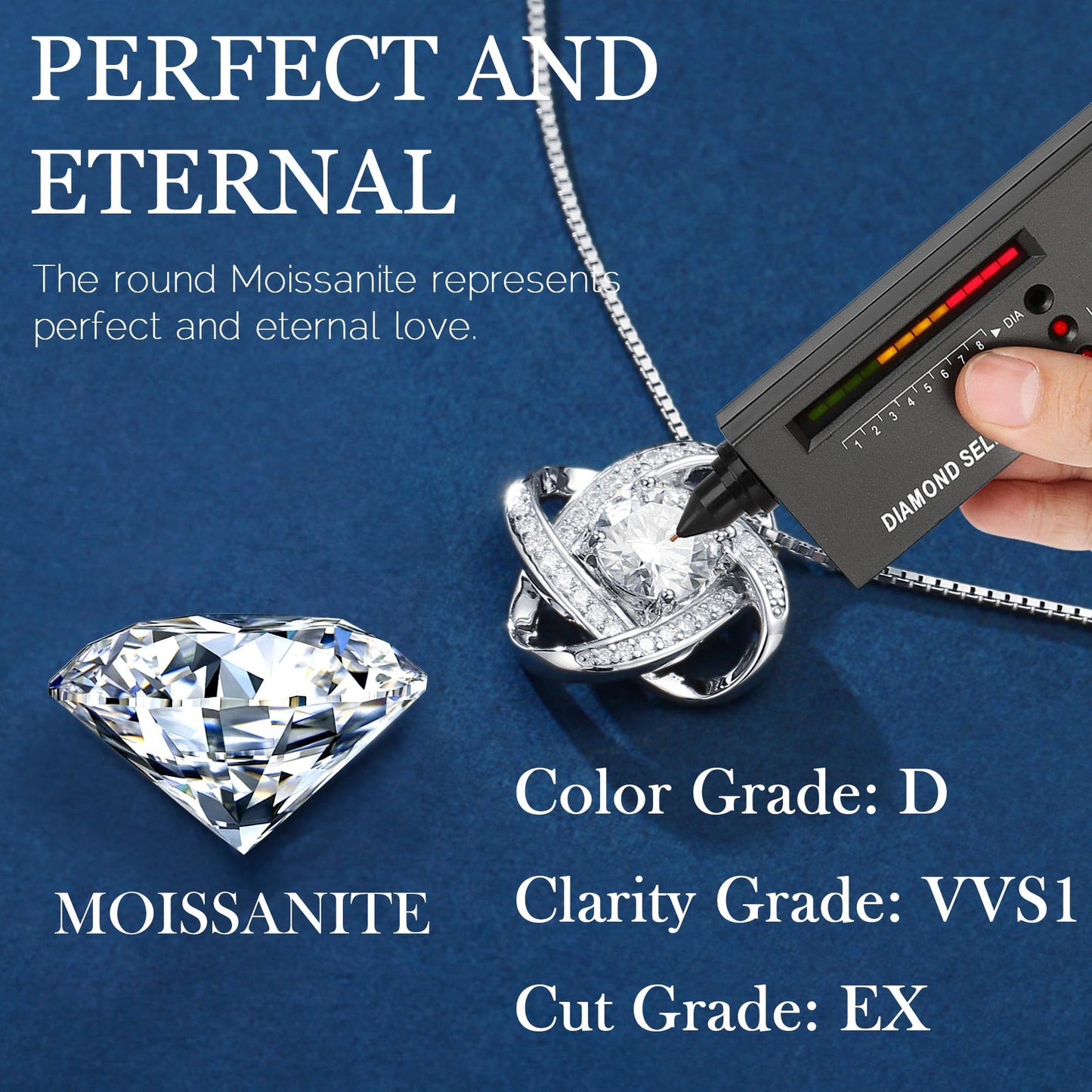 MOOSEA Anniversary Birthday Gifts for Women Wife, 1ct Love Knot Moissanite Necklace Anniversary Birthday Gifts for Women Wife Mom Girlfriend Grandma Wedding Anniversary Moissanite Jewelry Gift