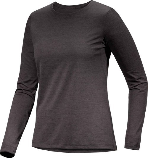 Arc'teryx Taema Crew Neck Long Sleeve Shirts for Women | Quick Dry Long Sleeve Workout Shirts - Hiking Running Fitness Tops | Black Heather, Medium