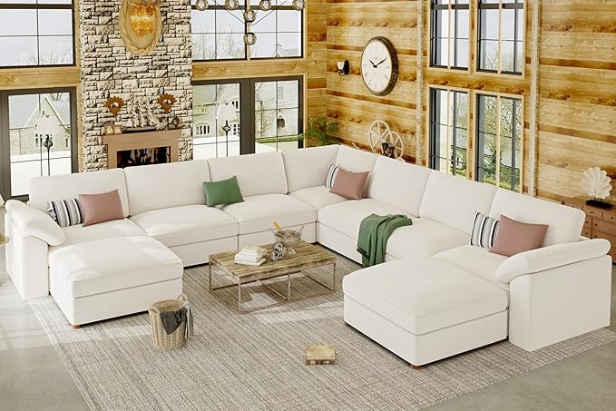 EASE MOOSE Oversized Sectional Modular Sofa，Comfty U Shape Sectional FSC Certified Modern Deep Seat Couch, Modular Cloud Couch