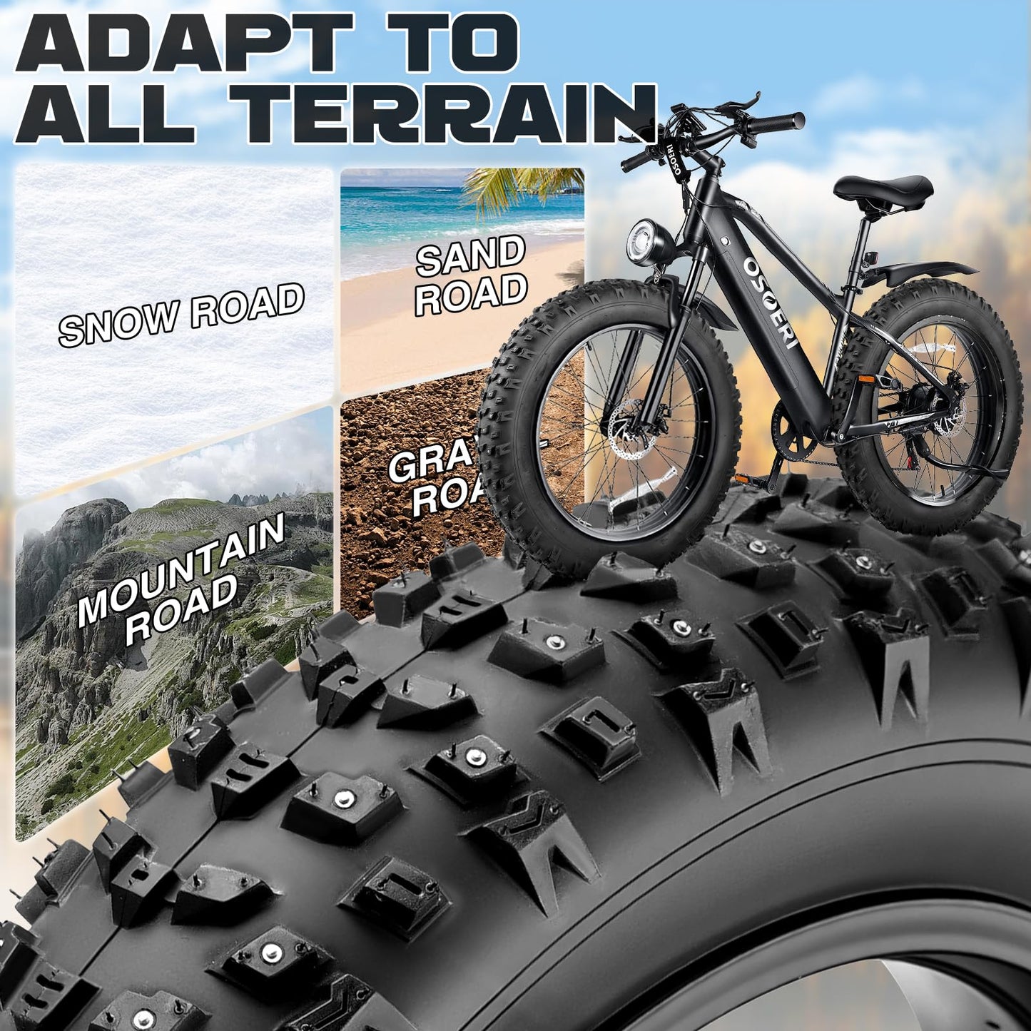 MAKELEN 20x4.0/26x4.0 Studded Snow Bike Tires - Deep Tread Winter Tire with Steel Spikes for Snow and Sand Terrains - Anti-Slip Bicycle Tires for Off-Road Cycling (Black(2 Tires&2Tubes), 20x4)