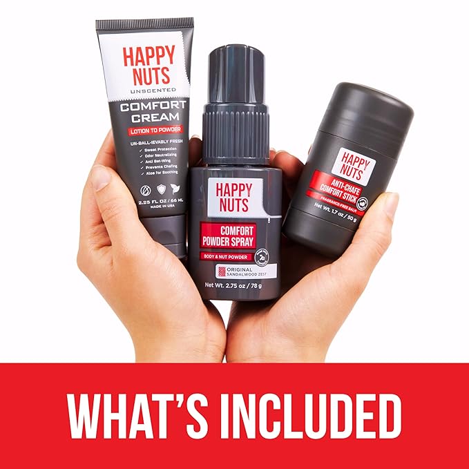 HAPPY NUTS - Nuts About You Anti Chafing Deodorant Essentials Bundle Kit - Gift Set for Men to Stay Fresh All Year Long