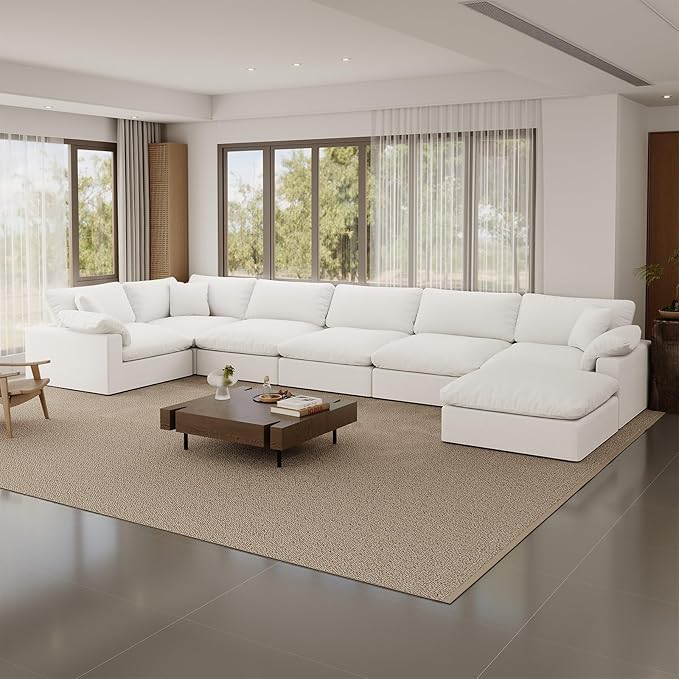 Forest aesthetics Cloud Modular Sectional Sofa,Oversize Down Filled Sofa 6 Seat with Chaise,Minimalist Sofa Cover Washable and Replaceable Couches for Living Room,Sectional Sofa Deep Seat