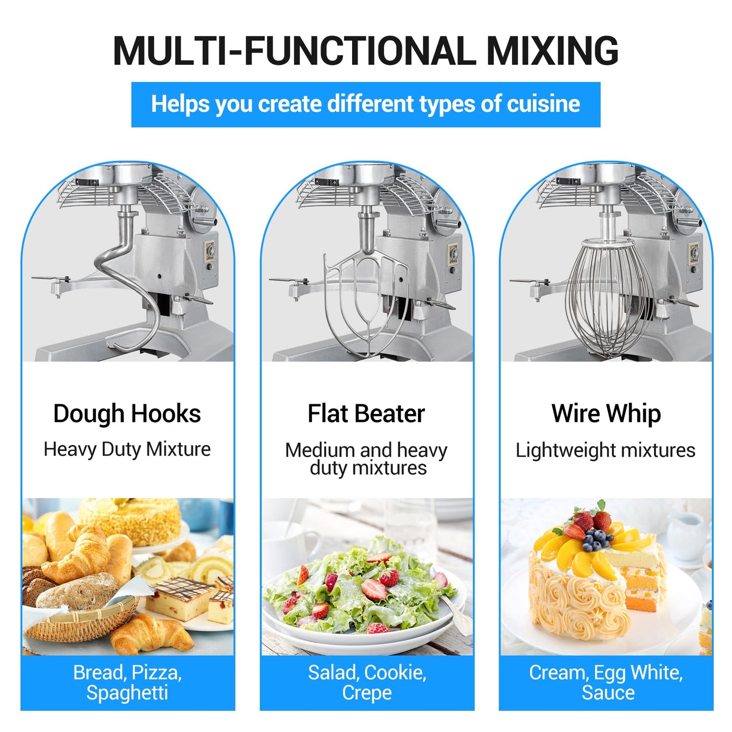 LEEVOT 20 qt 1100W Commercial Food Mixer, Commercial mixer 3-Speed Adjustable Heavy Duty Stand Mixer with Stainless Steel Bowl for Bakery Pizzeria. (Stand)