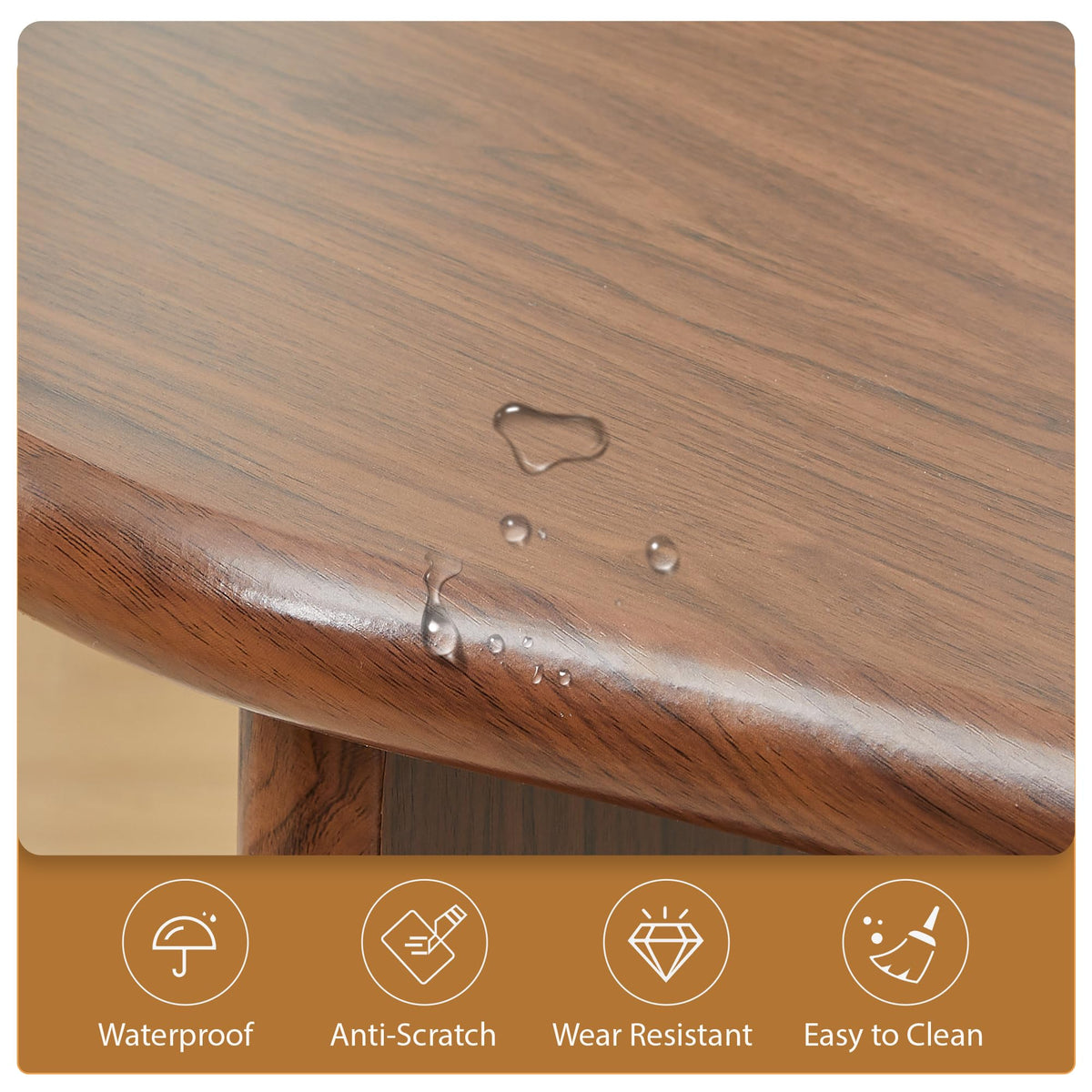 LEVNARY 54.3" Curved Small Computer Desk, Wooden Executive Desk with Sturdy Fluted Legs, Modern Luxury Corner Single Writing Vanity Desk for Bedroom Living Room Home Office (Walnut)