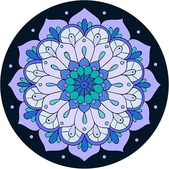 nuveti Large Meditation Mat Round Yoga Mat Pilates Yoga Mat 3.5mm Thick Natural Tree Rubber Base Non Slip, Extra Thick Grip. Thicker, Longer, and Wider for More Comfort and Support（55''x55''）