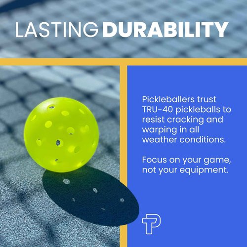 TRUPICKLEBALL Tru-40 Outdoor Pickleballs - USAPA Approved Pickleball Balls for Recreational and Tournament Play - Available in 3, 12, 50, and 100 Packs (50)