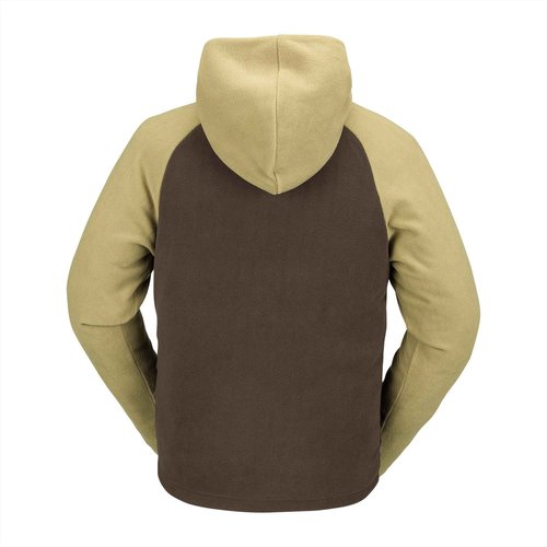 Volcom Men's Standard Polar Fleece Hooded 1/2 Zip Snowboard Ski Baselayer, Dark Khaki S4, Small