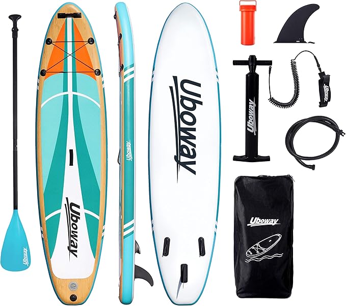 Uboway Inflatable Paddle Boards Stand Up: 10/11 feet SUP with Adjustable Paddle Backpack Pump Leash Fin Youth Adults Stand...