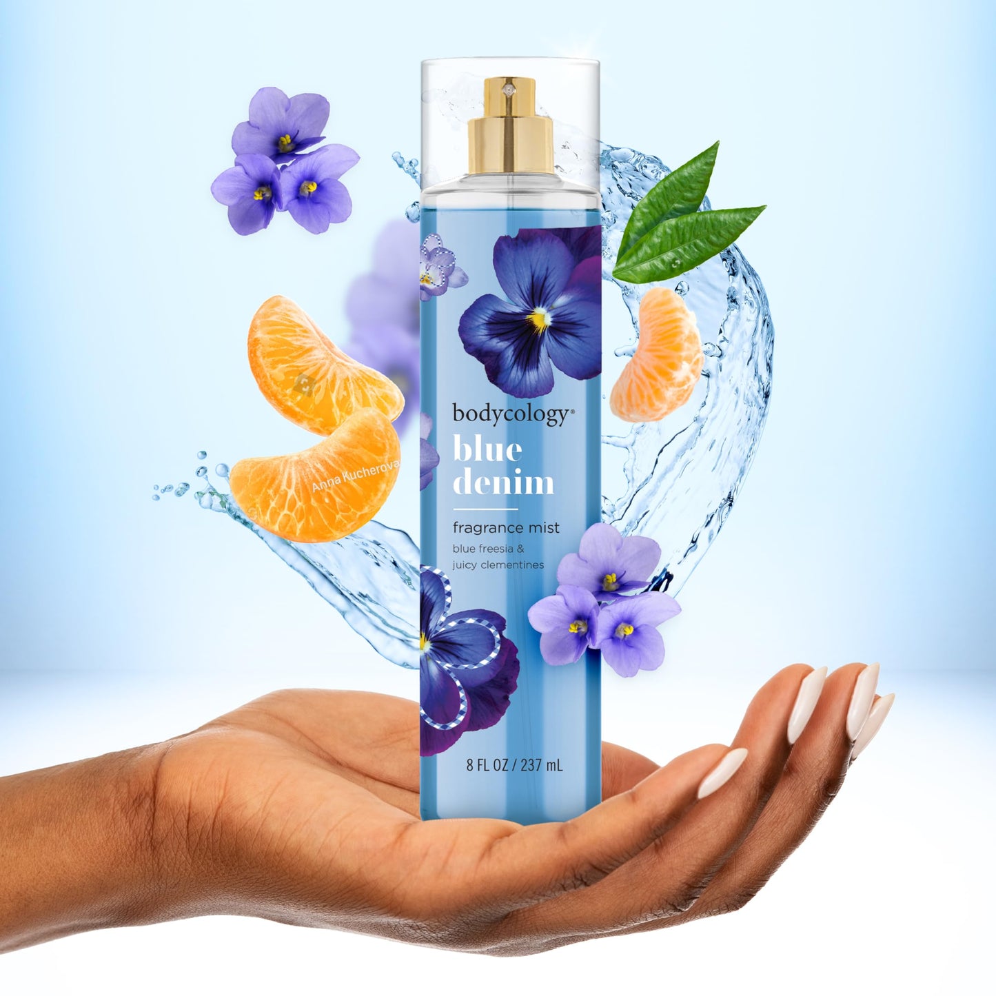 Bodycology Long-Lasting Fragrance Body Mist, Blue Denim, 8 fl oz (Pack of 2)