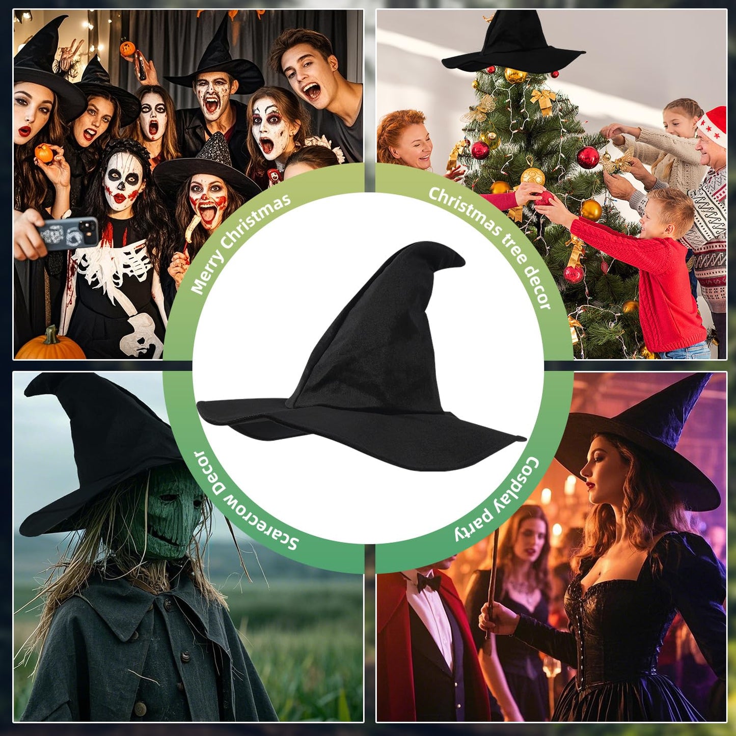 gagift world Witch Hat, 16IN Velvet Wizard Hat for Adults and Teens Novelty Cosplay Accessories for Halloween Costume Party Christmas Masquerade Carnivals