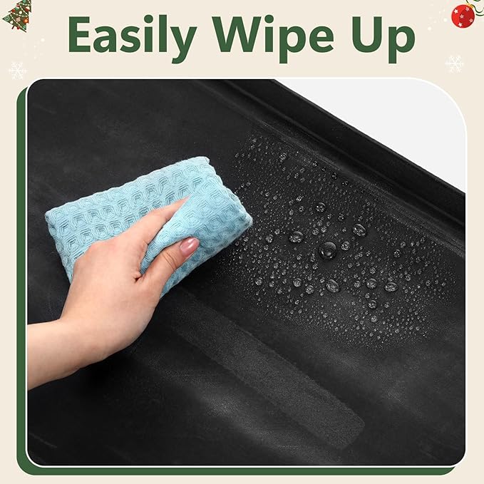 Maxdot Christmas Boot Tray Rubber Holiday Shoe Mat Tray with Festive Print 16" X27.5" Waterproof Rubber Shoe Mat for Entryway Indoor Outdoor Use with Raised Edge Christmas Decor(2 Pack)