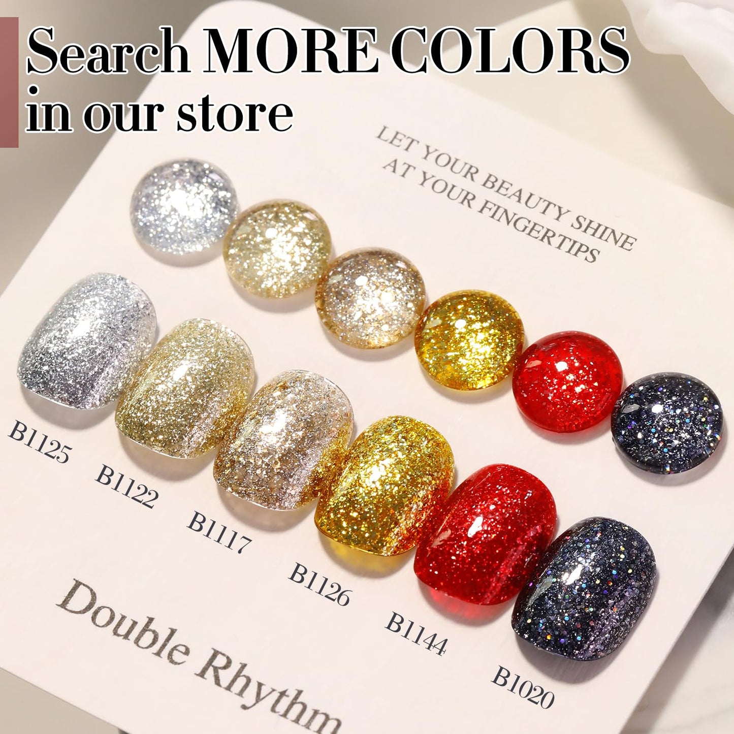 Double Rhythm Glitter Gel Polish Deep Red 15ML Shimmer Reflective Color for Nail Art Salon DIY at Home 0.5Oz (Dark Red-B1127)