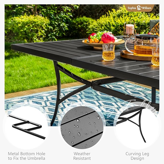 Sophia & William 9 Piece Outdoor Patio Dining Set, Patio Furniture Set with 8 Swivel High Back Patio Dining Chairs and Square Metal Table, All Weather Textilene Fabric for Backyard, Poolside, Balcony