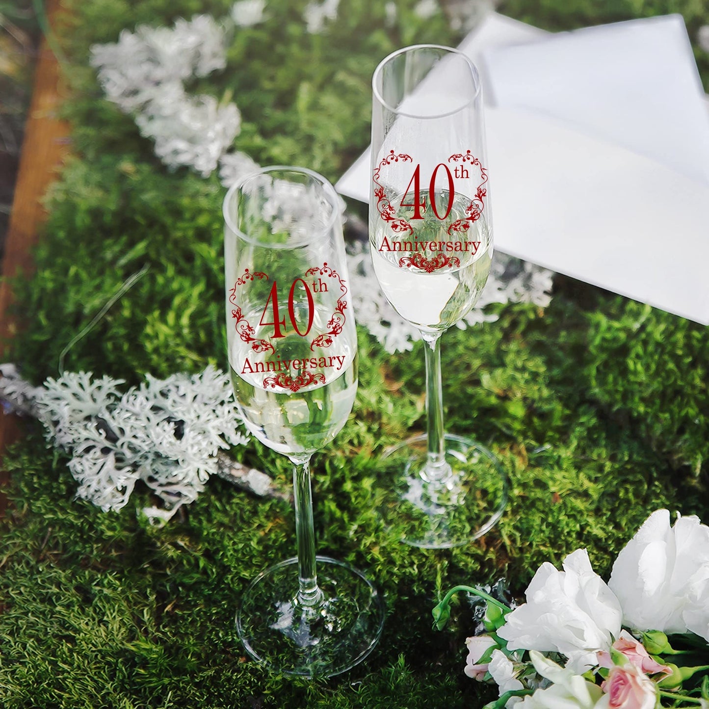 Tom Boy 40th Anniversary Champagne Flutes, 40th Wedding Anniversary Couple Gifts, Wedding Anniversary Champagne Flutes Glasses Set of 2, Couples gifts, Anniversary 40th Gifts for Parents