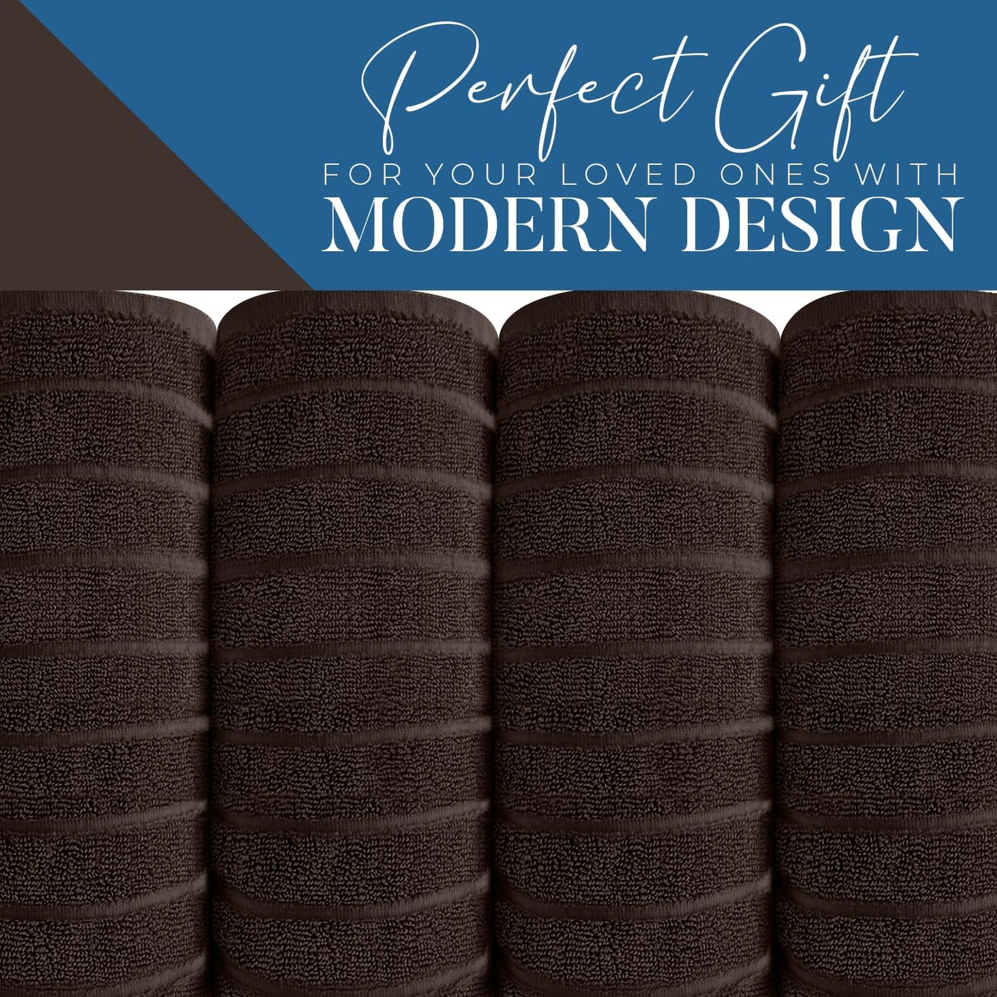 Dan River Pack of 2 Bath Sheet 35x70 Inches, Ribbed Oversized Bath Sheets Towels for Adults, Fluffy and Soft Plush Towels - Brown